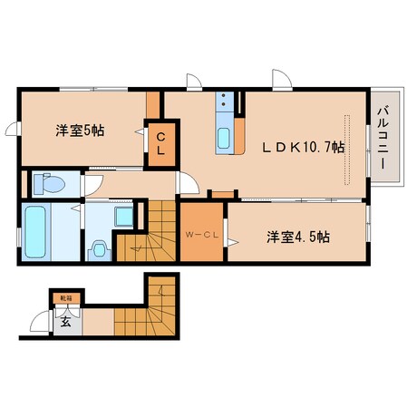 奈良駅 バス13分  西九条町下車：停歩3分 2階の物件間取画像